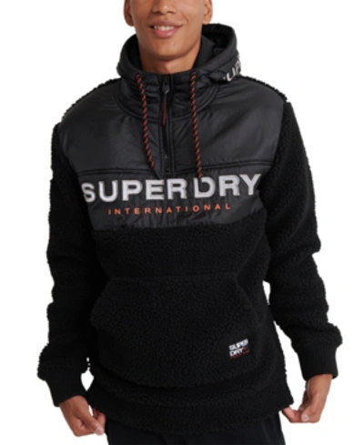 Superdry Men's Sherpa Worldwide Stealth Half Zip Hoodie In Black Marl |  ModeSens