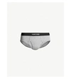 Tom Ford Logo-print Slim-fit Stretch-cotton Briefs In Grey