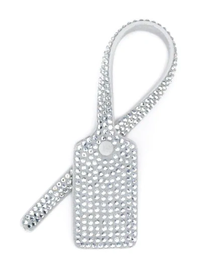 Off-white Crystal Embellished Travel Tag In Grey