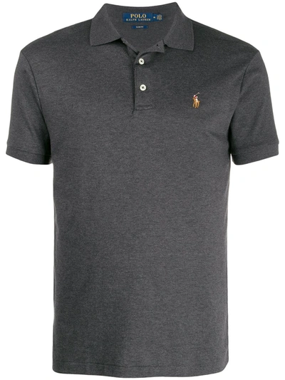 Polo Ralph Lauren Fitted Embroidered Logo Polo Shirt In Grey