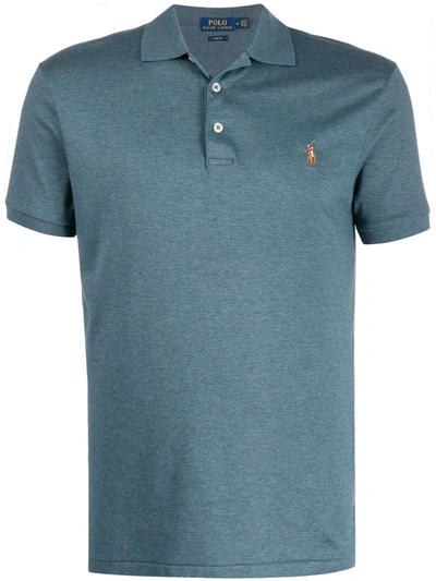 Polo Ralph Lauren Fitted Embroidered Logo Polo Shirt In Blue