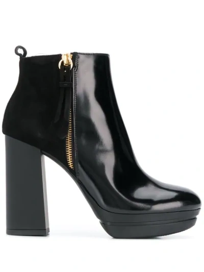 Hogan Platform Ankle Boots In Black