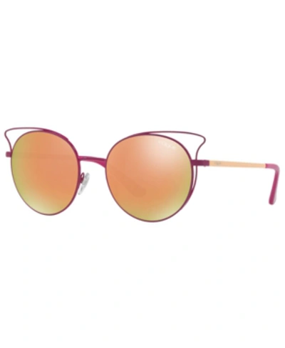 Vogue Eyewear Eyewear Women's Sunglasses, Vo4048s In Top Blu/blu Trasp/glitter/grey Mirror Rose Gold