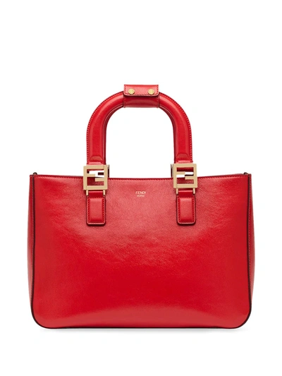 Fendi Small Ff Gloria Tote In F19t8-cardinale Red+ Soft