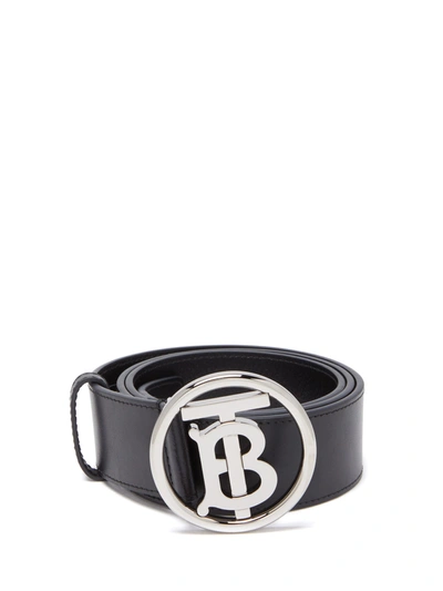 Burberry Monogram Motif Leather Belt In Black
