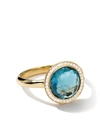 Ippolita 18kt Yellow Gold Small Lollipop Diamond And London Blue Topaz Ring