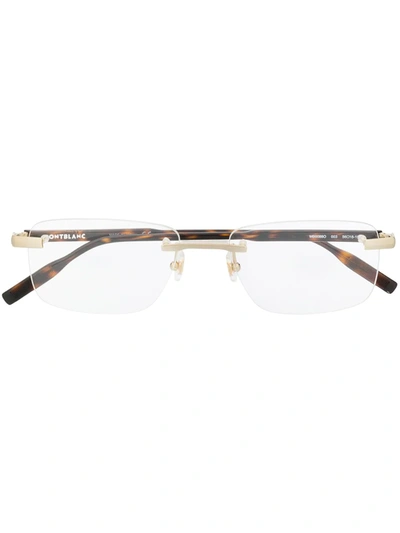 Montblanc Rimless Rectangular Frame Glasses In Brown