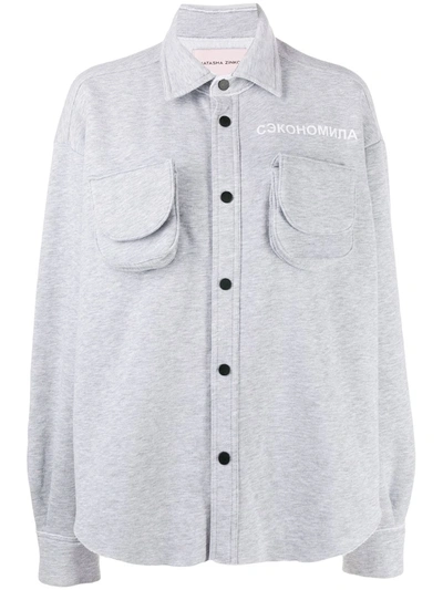 Natasha Zinko Marled Cotton-blend Jersey Shirt In Grey