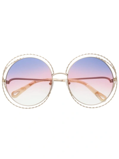 Chloé Round Frame Sunglasses In Gold