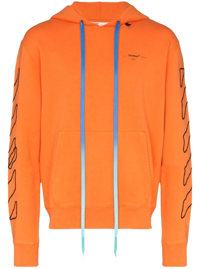 Pre-owned Off-white Abstract Arrows Embroidered Hoodie Orange/black