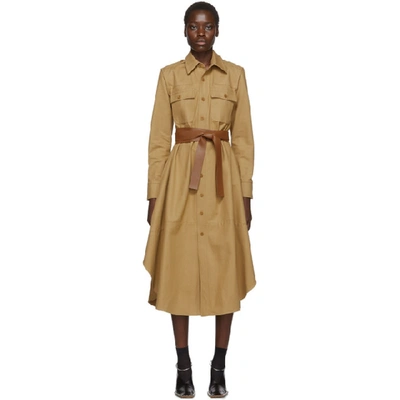 Stella Mccartney Cotton Belted Maxi Shirtdress In Biscotto