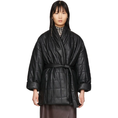 Aeron Black Arizona Quilted Wrap Coat In 002 Black