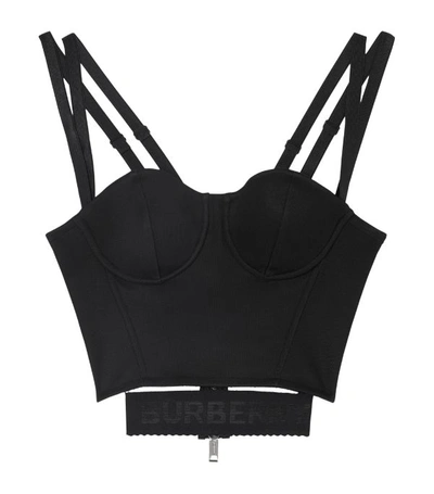 Burberry Logo Detail Stretch Jersey Corset Top In Black