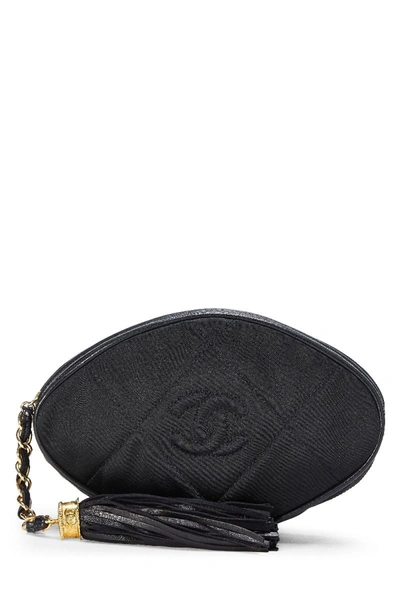 Pre-owned Chanel Black Satin Oval Pouch