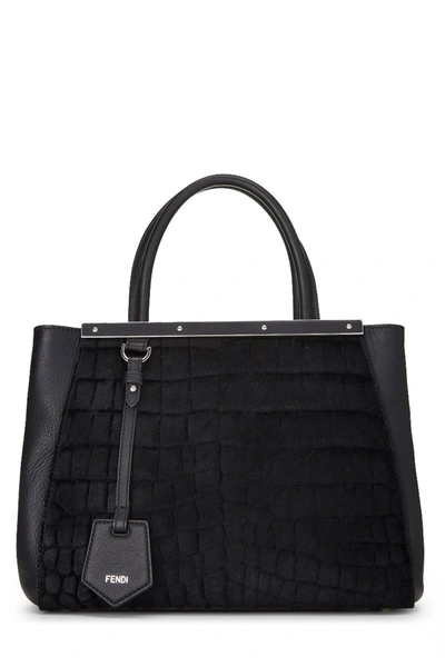 Pre-owned Fendi Black Ponyhair & Leather 2jours Petite