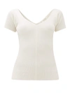 The Row Tain Merino Wool & Cashmere Ribbed Top In White
