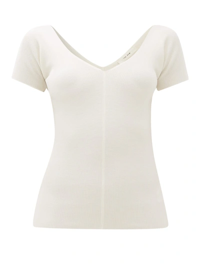 The Row Tain Merino Wool & Cashmere Ribbed Top In White