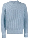 Jacquemus Louis Ribbed Merino-wool Sweater In Light Blue