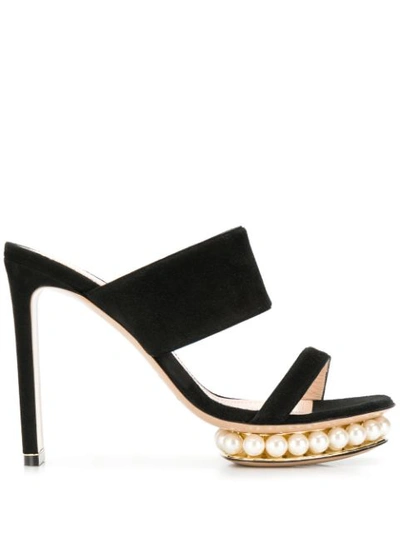 Nicholas Kirkwood Casati Pearl-embellished Suede Mules In Black