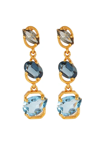 Oscar De La Renta Swarovski Crystal Drop Earrings In Blue,multi-colour
