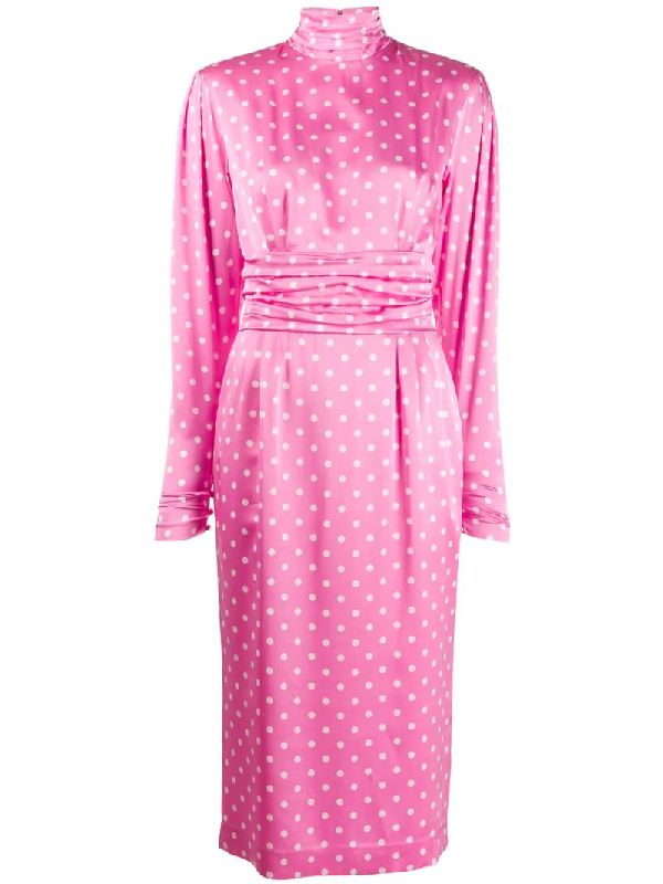 pink polka dot midi dress