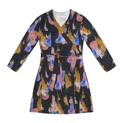 Tomcsanyi Terez Gloomy Flower Print Wrap Dress In Multicolour