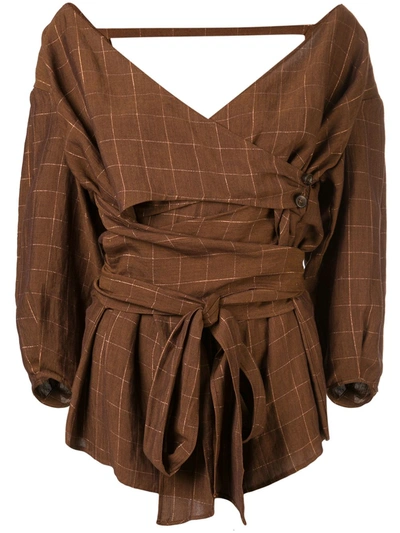 Muller Of Yoshiokubo Lattice Cache-coeur Blouse In Brown
