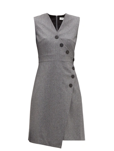 Cefinn Blake Wrap-effect Wool-blend Dress In Gray