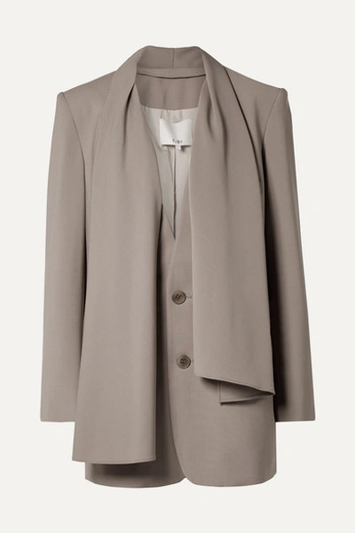 Tibi Scarf Neck Tropical Blazer In Mushroom