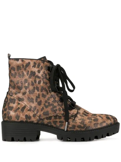 Kendall + Kylie Leopard Print Boots In Brown