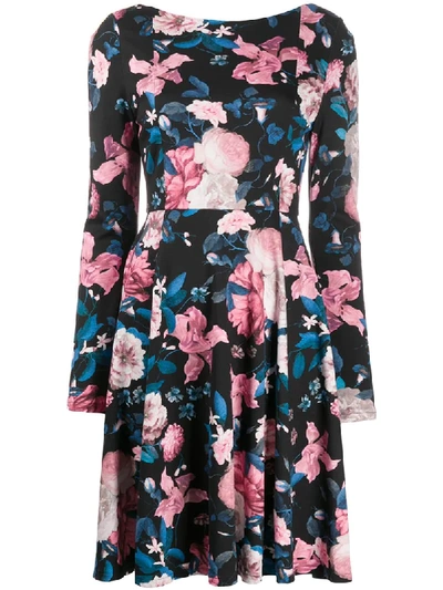 Erdem Martine Floral-print Stretch-ponte Dress In Black