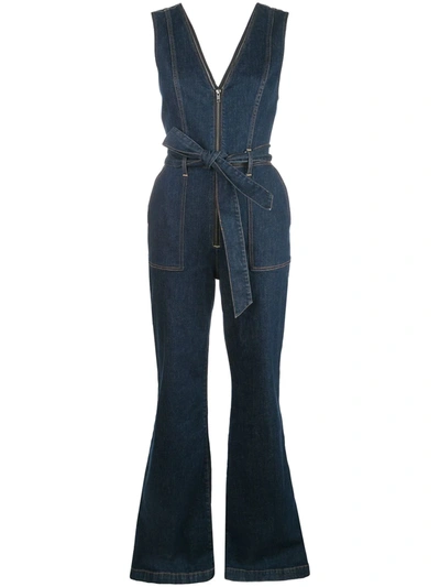 Alice And Olivia Women's Plunging V-neck Denim Jumpsuit In She Got It