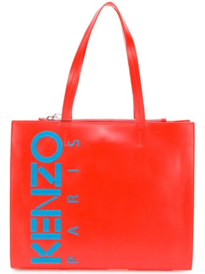 Kenzo Small Shopper Bag In Red,orange,light Blue