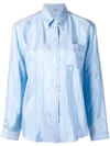 Prada Micro Logo Shirt In Light Blue,white