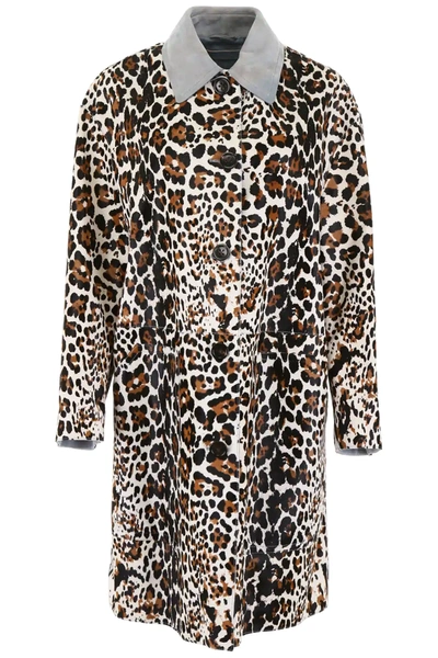 Bottega Veneta Leopard-printed Coat In Brown,black,beige