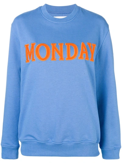Alberta Ferretti Monday Patch Sweatshirt In Light Blue,orange