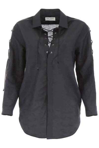 Saint Laurent Shirt With Laces In Black