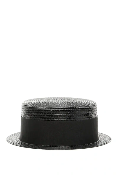 Saint Laurent Small Boater Hat In Black