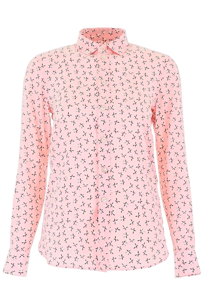 Saint Laurent Star Print Shirt In Pink,black,white