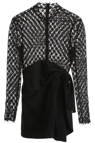 Saint Laurent Stars Lace Mini Dress In Black