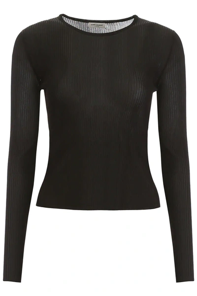 Saint Laurent Ribbed Knit Pull In Black