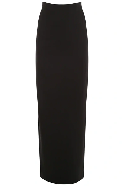 Saint Laurent Long Satin Skirt In Black