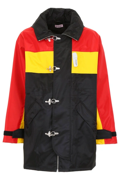 Palm Angels Tricolor Racing Parka In Yellow,red,black