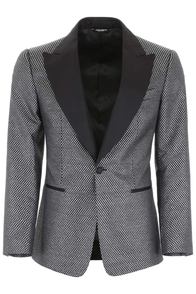 Dolce & Gabbana Jacquard Tuxedo Jacket In Black,silver