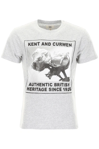 Kent And Curwen Logo And Roses T-shirt In Grey,black
