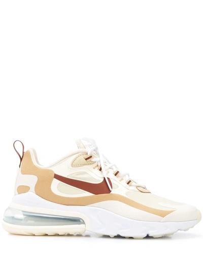 Nike Air Max 270 React Neoprene And Faux Leather Sneakers In Beige