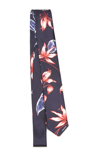 Prada Floral Print Twill Tie
