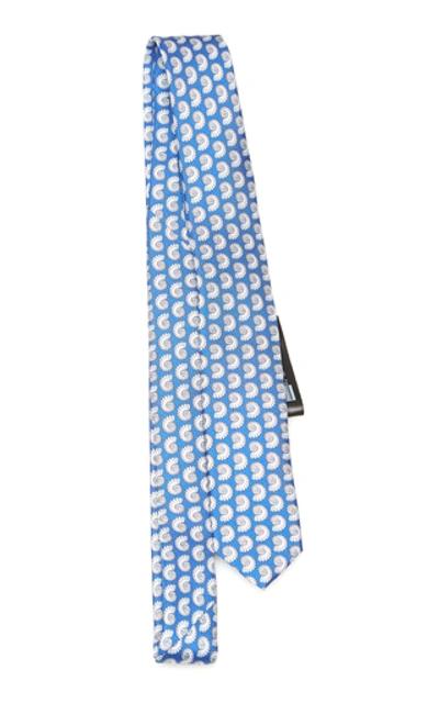 Prada Printed Shell Tie In Blue