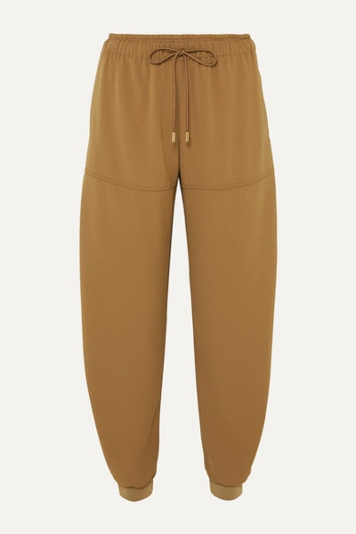 Chloé Satin-jersey Tapered Track Pants In Beige