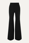 Chloé Silk-blend Satin-trimmed Wool-blend Wide-leg Pants In Black